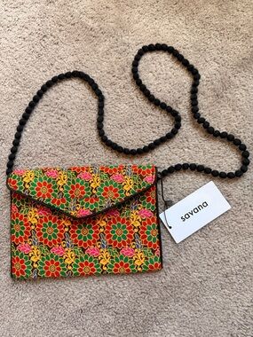 Savana Multicolor Floral Embroidered Crossbody Bag